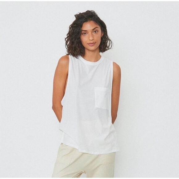 Lunya White Muscle Tank Top Cool Ever Day L Large - Picture 1 of 7